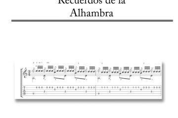 Tarrego Recuerdos de la alhambra guitar score TAB